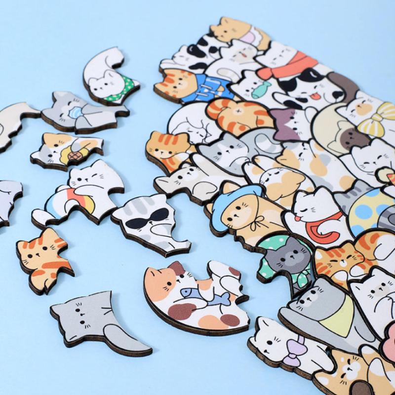 1 Juego Gatos Dinosaurio Oso Juguete Educativo Para Niño Animal Rompecabezas de Madera Rompecabezas Apilables Juguetes Niños Niñas Regalos Decoración de Navidad