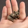 Metal Foxes Sculpture Antique Animal Miniature Statue Desk Ornament for Study Office Home Decoration Cultural Gift