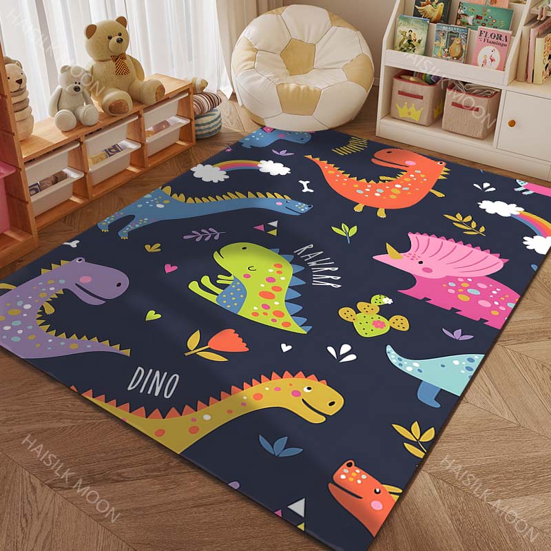 Cute Dinosaur World Cartoon Print Carpet for Living Room Bedroom Sofa Doormat Home Decor Area Rug Non-slip Floor Mat for Gifts