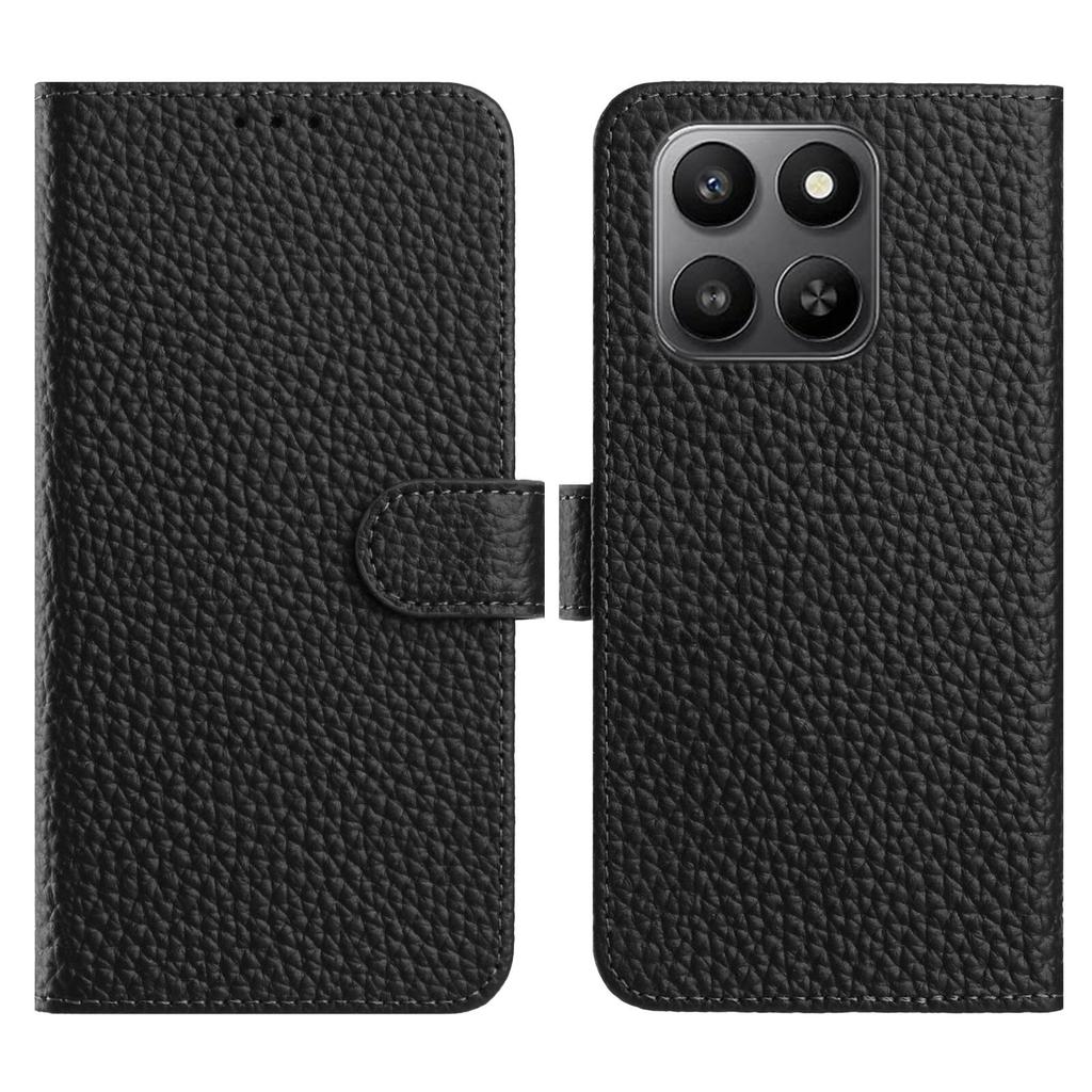 For Honor 400 Smart Case Wallet Stand Litchi Texture Genuine Cow Leather Flip Phone Cover