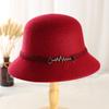 New Button Noble Hat Women's British Retro Dome Basin Hat Autumn and Winter Short Brim Old Wool Top Hat