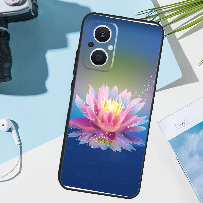 Lotus Blue White Flowers Cover For OPPO Reno 14F 13F 12F 11F 8T 7 8 Lite 10 11 12 13 14 OPPO Find X9 X8 X5 X6 Pro Case