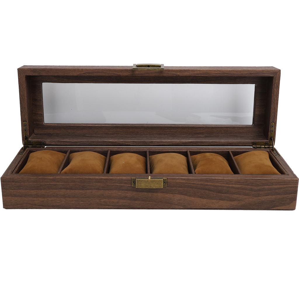 6 Grids Watch Display Box Portable Wooden Watch Storage Box Holder Jewelry Gift Case