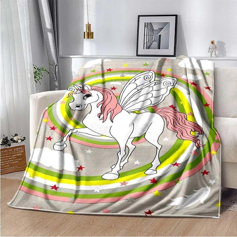 Cute Pink Unicorn Throws Blanket Sofa Blanket  Bedroom Living Room Decoration Blanket for Bed Picnic Blanket Throw Blanket
