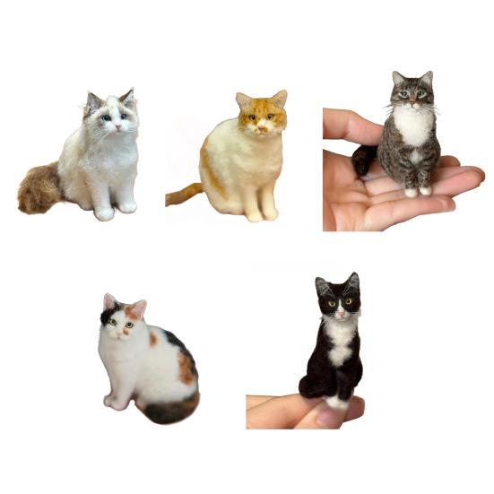 Mini Felted Wool Cat Handmade Needle Felt Animal Figurine Quirky Plush Toy Handmade Felt Kitten Table Decor