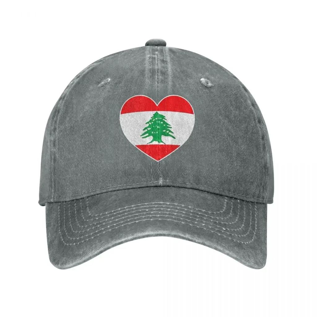 I Heart Lebanon Lebanese Flag Baseball Caps Vintage Distressed Denim Headwear for Men Women Outdoor All Seasons Travel Caps Hat