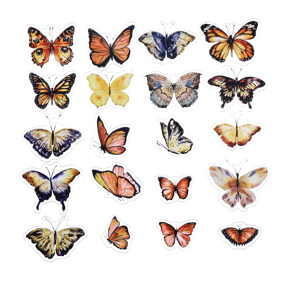 40Pcs/Bag Colorful Butterfly Stickers PET Transparent Decorative Epoxy Resin Fillings for DIY Epoxy Resin Crafts Book Decor