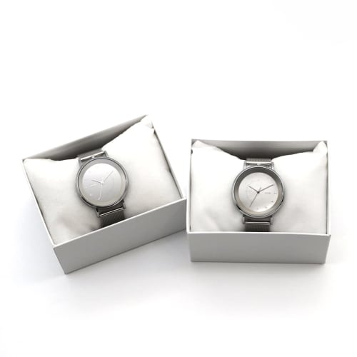 Klon Slim Solar Style Connection -Silver Mesh- 38mm Couple's Watch, Solar Watch, Simple Design
