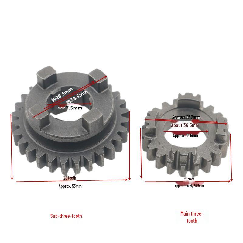 Applicable CG125/150 Pushrod Engine Gears: Main (3 gears, 20 teeth), Counter (3 gears, 28 teeth)