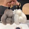 Süßer Kaninchen Schlüsselanhänger Ring Flauschiger Fell Pompon Hase Anhänger Schlüsselanhänger An Tasche Autoschlüssel Anhänger Geschenk für Frauen