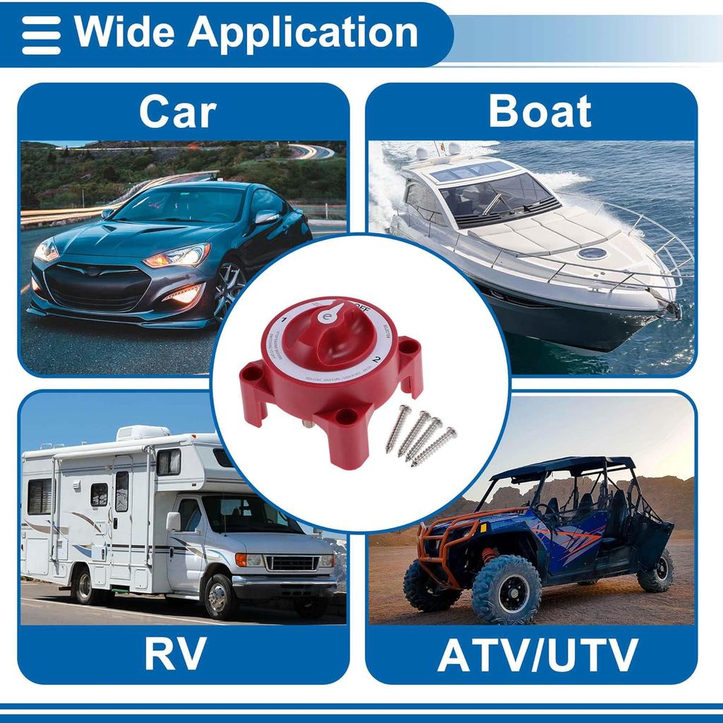 Battery Disconnect Switch 32V Battery Power Cut Isolator Kill Switch ON/Off Batteries Cut Off Switches for Cars Vehicles RVs and Boats 1 Pc