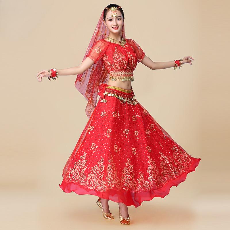 Arabian Princess Costume - Chiffon Belly Dance Suit with Veil - Bollywood Fancy Dress for Cosplay Party and Stage Show