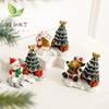Christmas Decorations Snowman Xmas Tree Elk Small House Miniature Landscape Ornaments Winter Village Scene Desktop Display