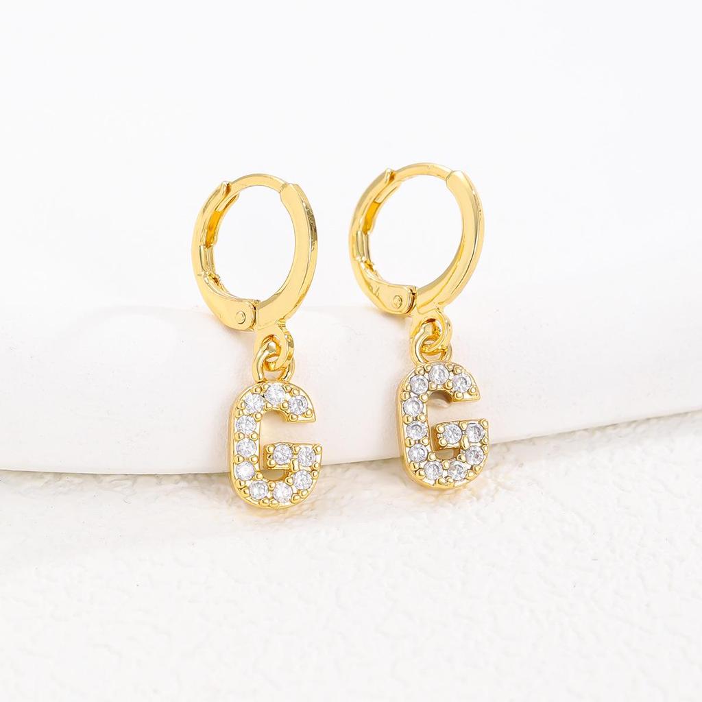 European and American Fashion Gold-Plated Zircon Letter Earrings for Women
