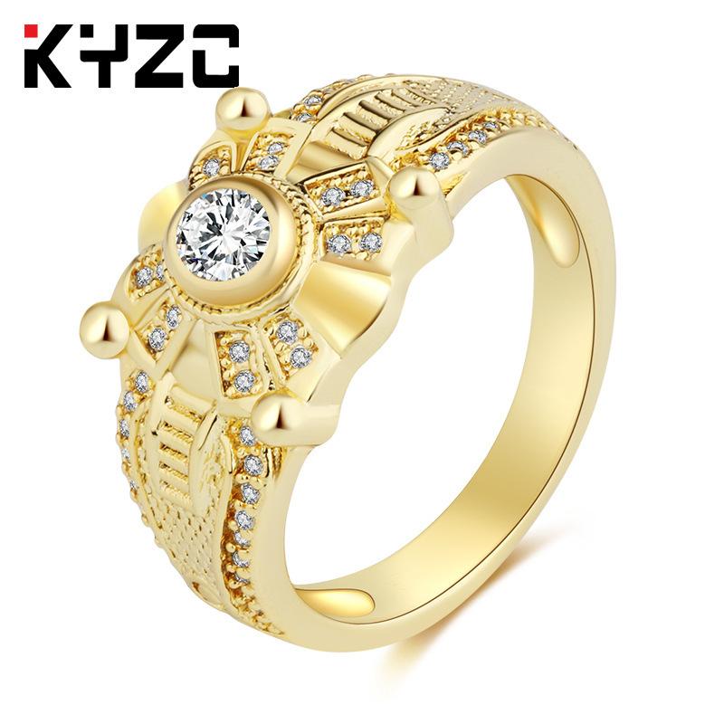 Jewelry Men'S Style Rudder Personalized Gold Men'S Ring, Imitation Square Diamond Ring Fashionable Men'S Ring