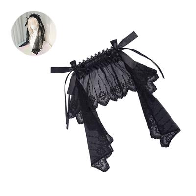 Fantasy Headwear Gothic With Delicate Lace Trim And Flowing Tassels For Sweet Costume Event Photoshoots Props