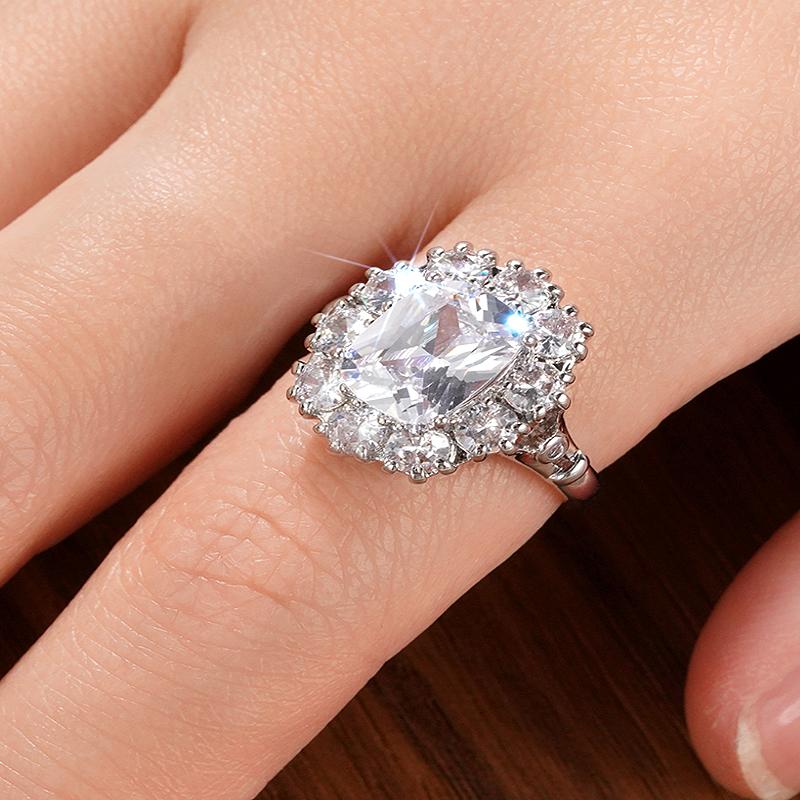 Huitan Trendy Prong Setting White/Pink/Blue Cubic Zirconia Lady Rings for Wedding Party Anniversary Gift Engagement  Accessories