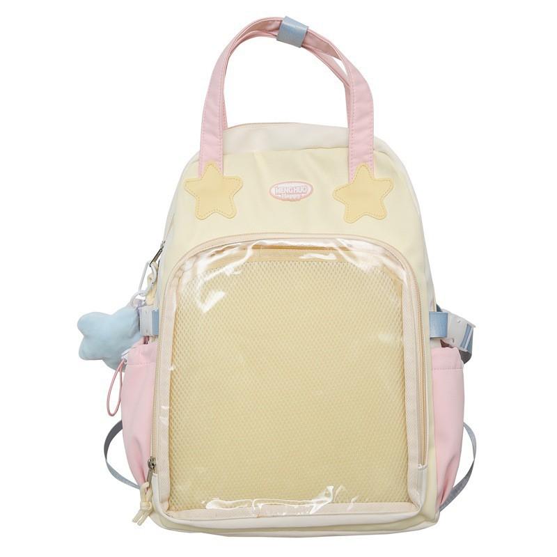 College Ins Cute All-matching Schoolbag Female Japanese Students Large-capacity Backpack Transparent PVC Star Pain Bag
