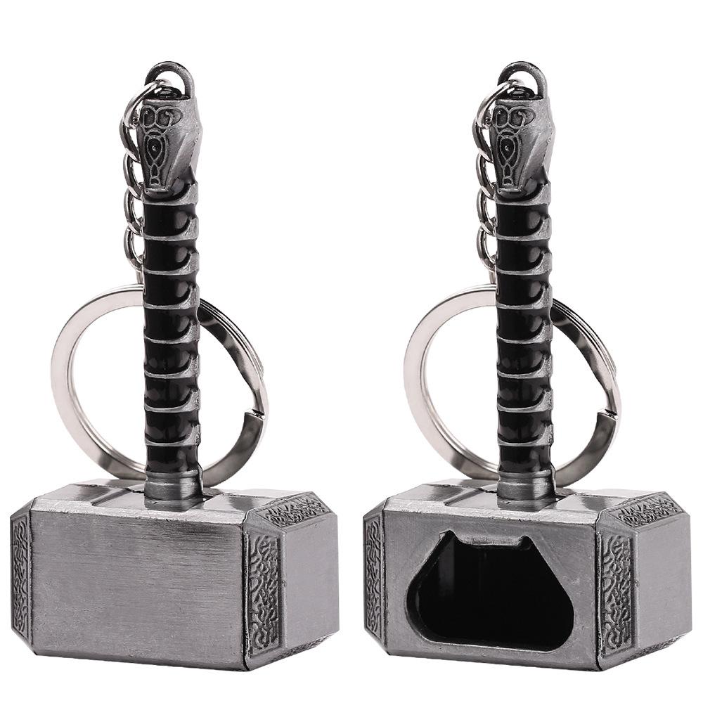 Thor Hammer Mjolnir Bottle Opener Keychain Multi-functional Pendant Accessories Gift for Fans Keyring