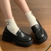 Muffin platform loafers women's spring and autumn 2025 new French thick-heeled single shoes British versatile small leather shoes