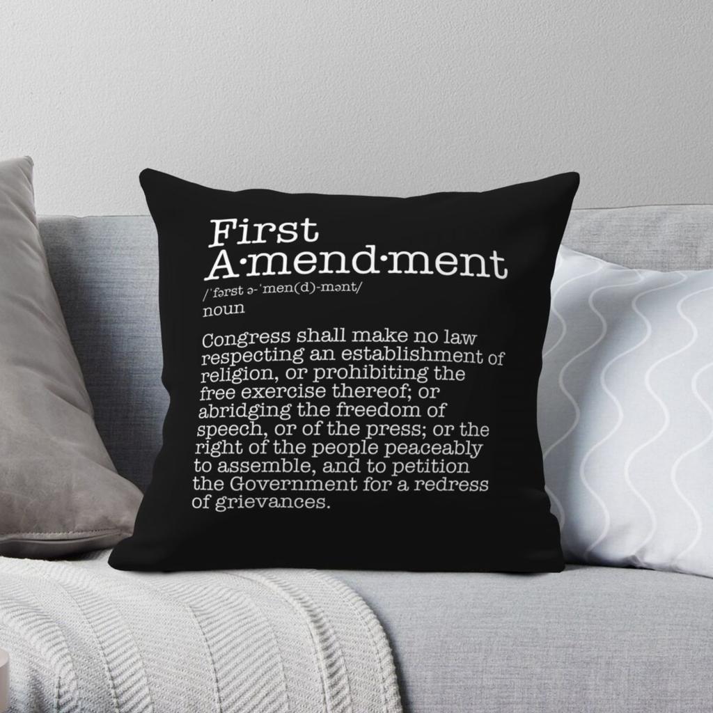 First Amendment Constitution Free Speech Square Pillowcase Polyester Linen Velvet Printed Zip Decorative Pillow Case Car Case