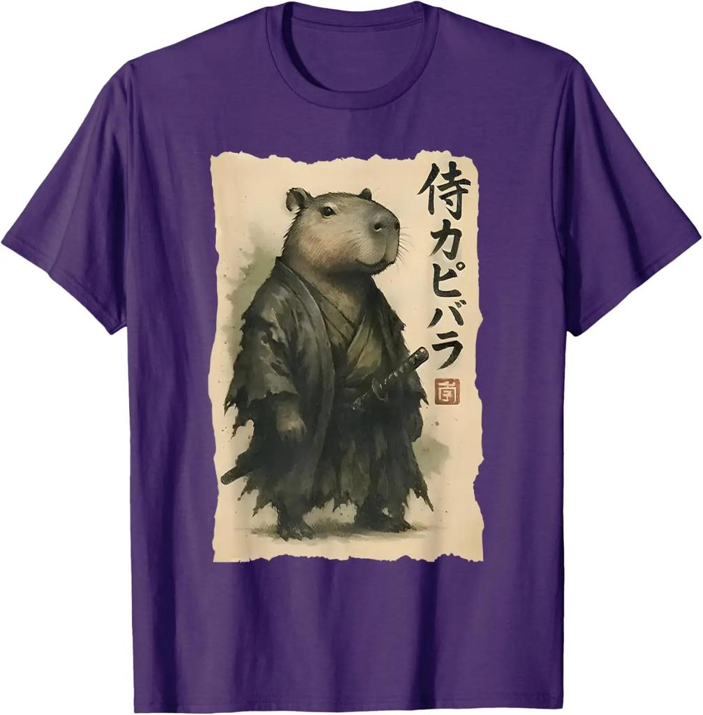 Samurai Capybara Funny Capybara Japanese Animal T-Shirt