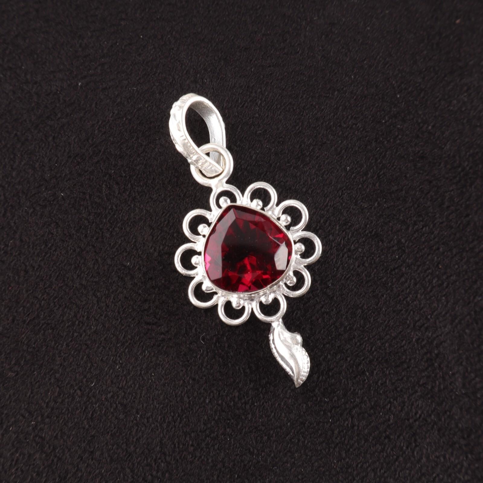 

Heart Pink Rubellite Gemstone Daughter Gift Boho Pendant Jewelry Sterling Silver PP-4-10