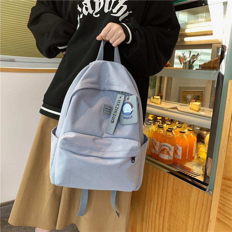 Spring Backpack Japanese Style Simple New Women Harajuku Style College Style Trendy Solid Color Student Backpack