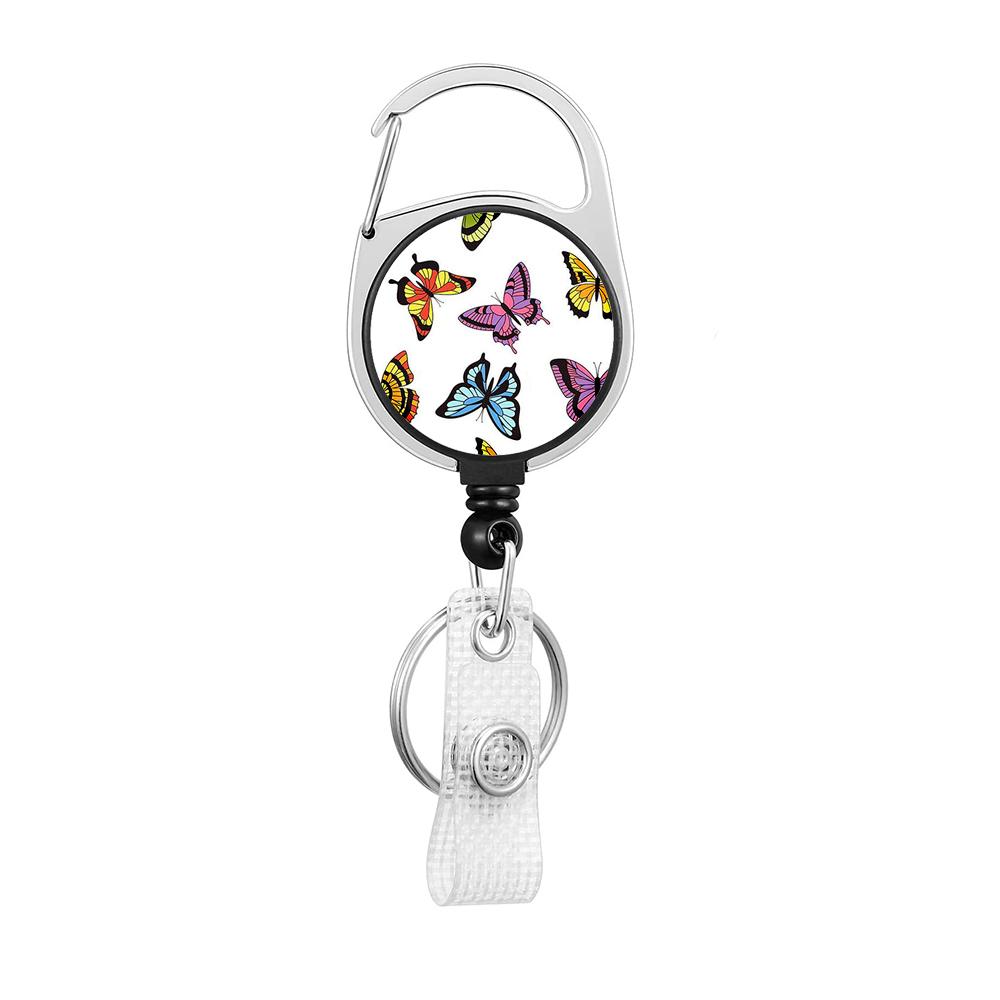 Flower Butterfly Chrysanthemum Doctor ID Badge Clip Lanyards Holder Porta Credencial Reel Nurse Retractable Keychain Wholesale