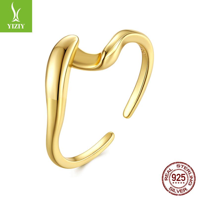 S925 Sterling Silver Couple'S Two-In-One Ring, Fashionable Personality Cold Wind Metal Texture Ring Ring