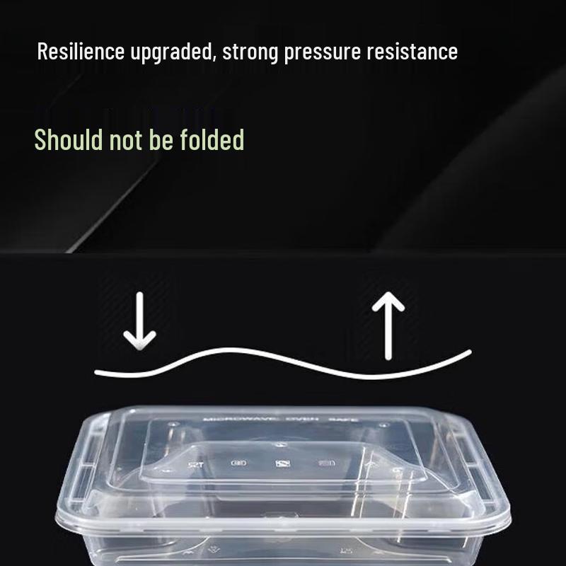 Rongandun Disposable 850ml 4-Compartment Takeout Food Containers