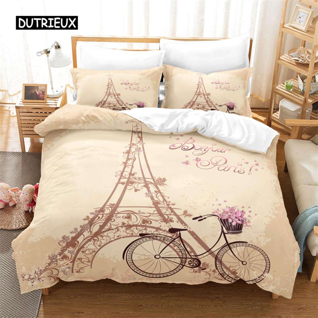 Romantic Paris Bedding Set Duvet Cover Set 3d Bedding Digital Printing Bed Linen Queen Size Bedding Set Fashion Design