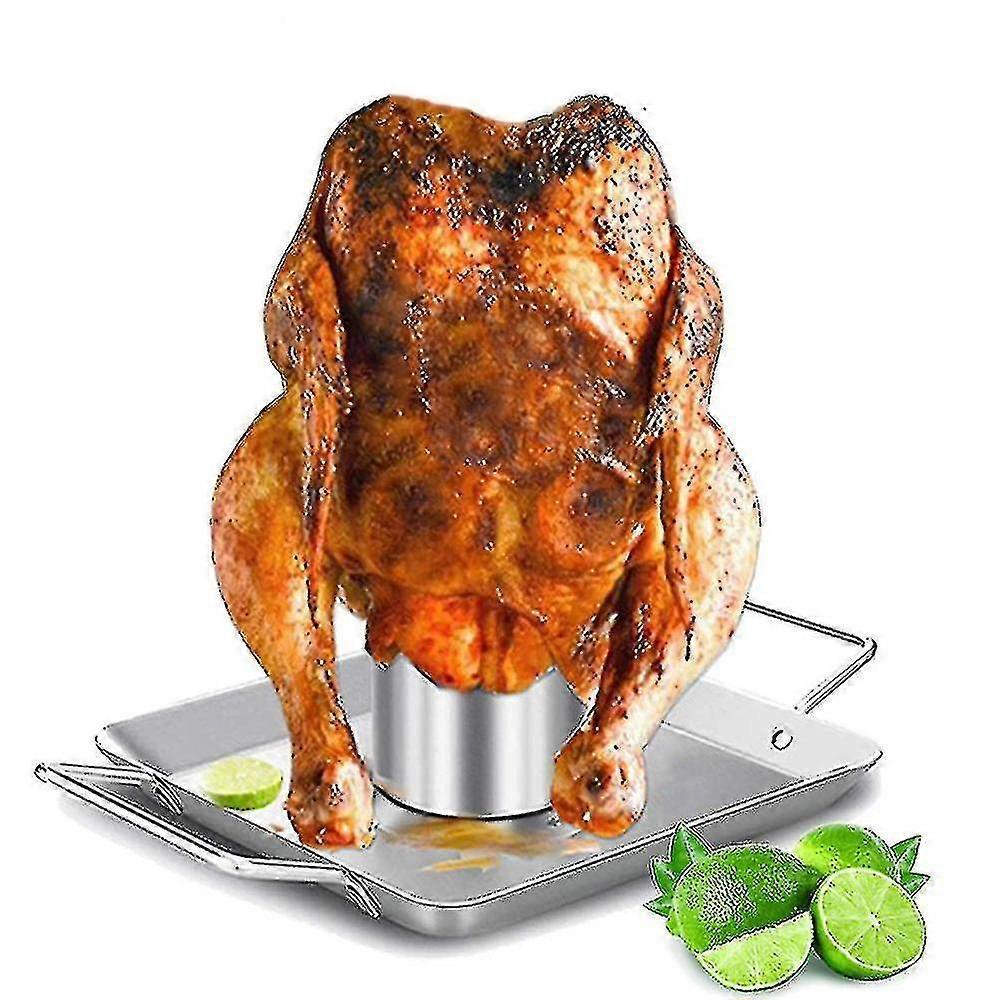 Outdoor Barbecue Stainless Steel Barbecue Tool Moveable Beer Roasted Chicken Casserole Stainless Steel Beer Can Roast
