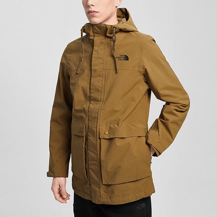 THE NORTH FACE Windbreaker Jackets Men's Brown Hooded Moderate Double-Layer NF0A4U7Y-T5C