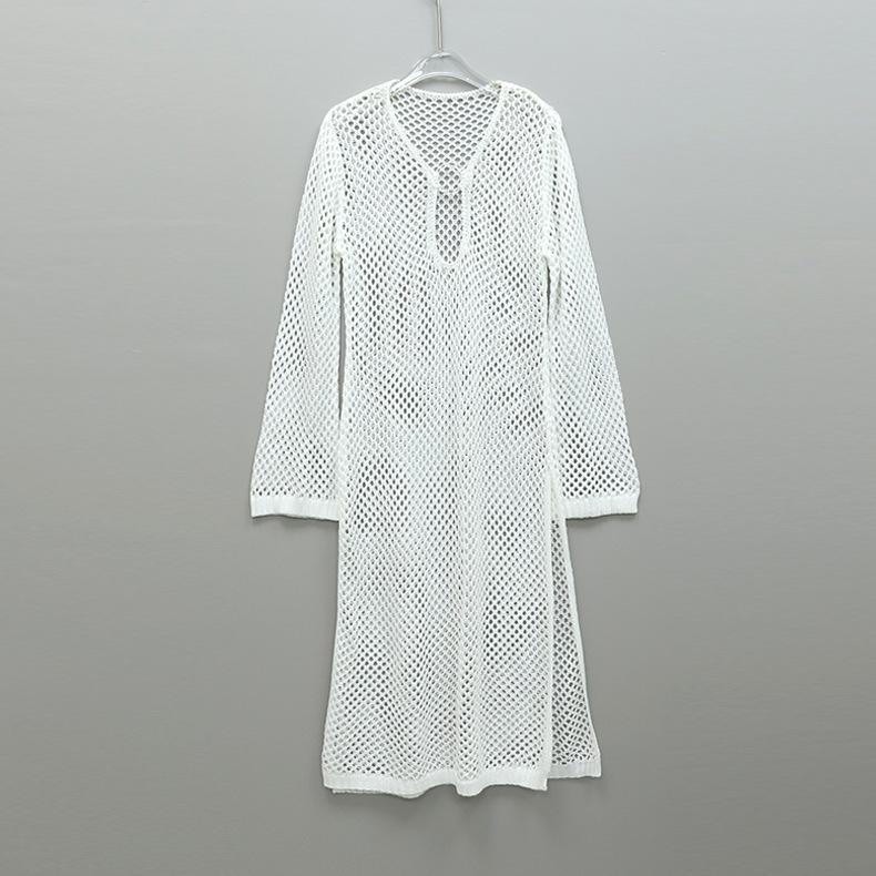 

Летнее женское пляжное платье, однотонное сексуальное вязаное ажурное бикини, купальник, длинное платье с солнцезащитным кремом One Size белый