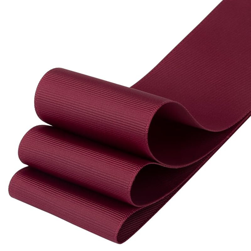 [Tekdeere]Width 50mm Solid Burgundy Grosgrain Ribbon, Perfect for Gift Wrapping, Sewing, Hair Accessories, Wedding Decorations - 22 Meters/roll