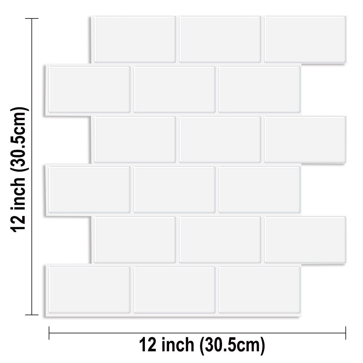 

Big Size 12x12 Inch 3D Subway Wall Tile Stickers Peel and Stick Waterproof Vinyl Wallpaper 10 Sheets