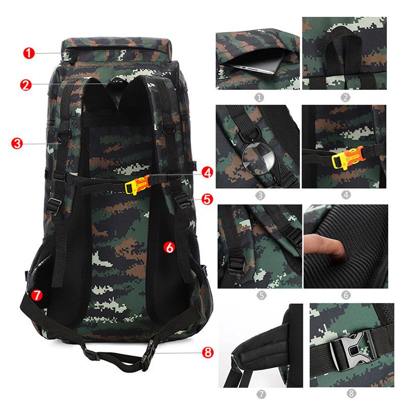 70L Travel Bag Tactical Backpack Hiking Bag Army Backpacks Travel Camping Backpack