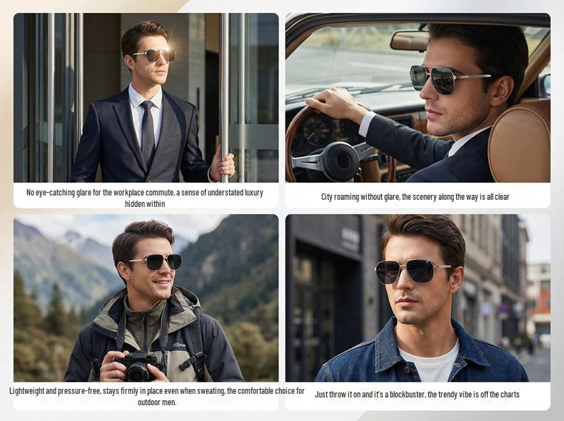KAJILA 2026 Men's Polarized Retro Square Sunglasses with Double Bridge