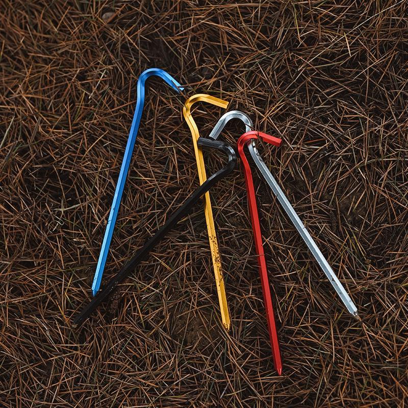 Outdoor Canopy Tent Ground Nails Hexagonal Ground Nails Hexagonal Aluminum Alloy Lengthened Bold Question Mark Ground