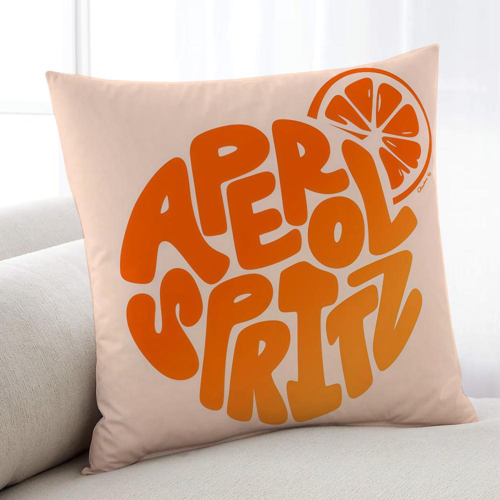 A-Aperol S-Spritz-ES Logo Cushion Cover Home Bedding Sofa Living Room Pillowcase Simple Soft Skin Cushion Cover Party Gift
