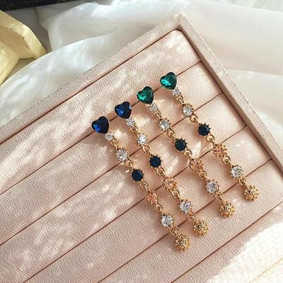Kaabi Stone Stick Long Earrings Heart Shape Women