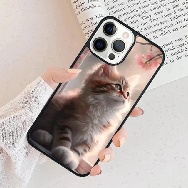 Cute Cat Animal Phone Case For iPhone 17 Air 15 16 Cover  11 13 14 Pro Max 12 Plus Max Fundas
