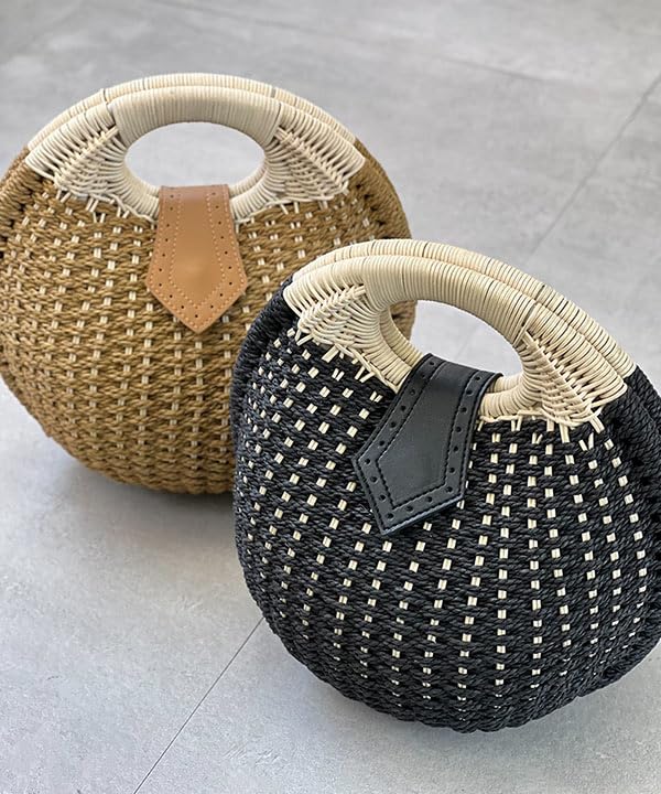 Kobe Lettuce Circle Basket Basket Free Black Bag, Women's, Bag, Bag, Satchel, Yukata, Handbag, Summer, [B1573], Size,