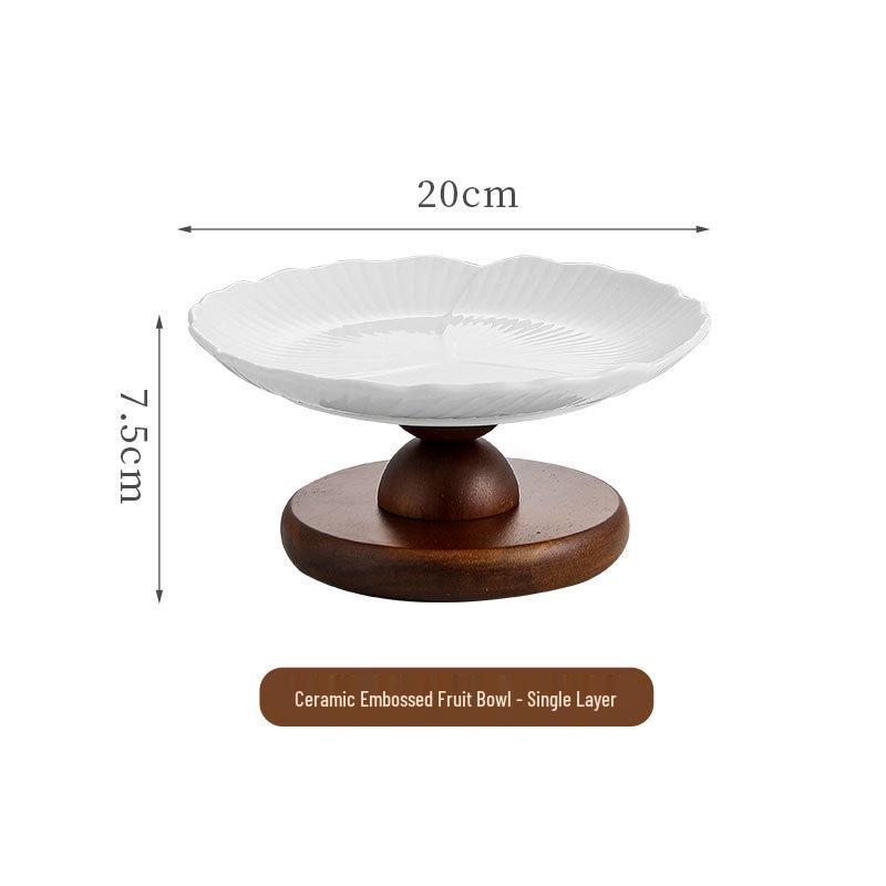 Elevated Ceramic Fruit Bowl: Stylish Multi-layer Snack, Pastry, and Fruit Plate for Living Room Coffee Table.
