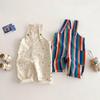 2025 New Spring Striped & Polka Dot Korean Style Pants for Kids - Stylish Girls' and Boys' Overalls