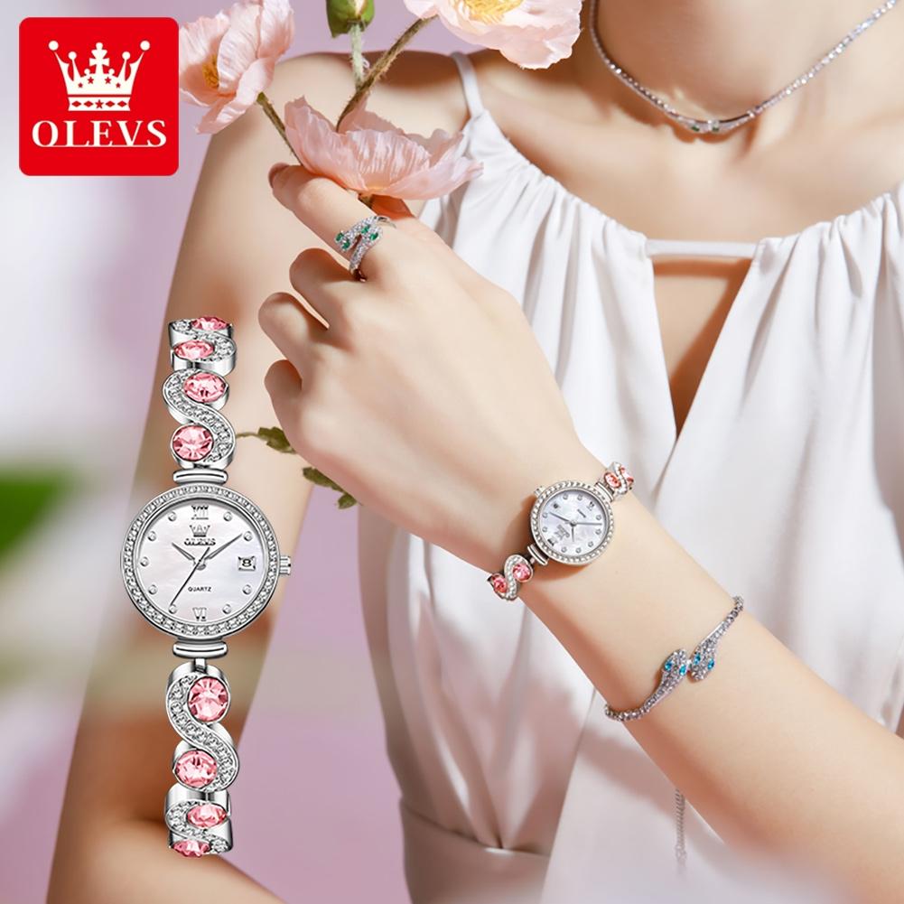 OLEVS 5633 Fashion Luxury Ladies Bracelet Quartz Watches Waterproof Diamond Bezel Women Dress Wristwatch Elegant