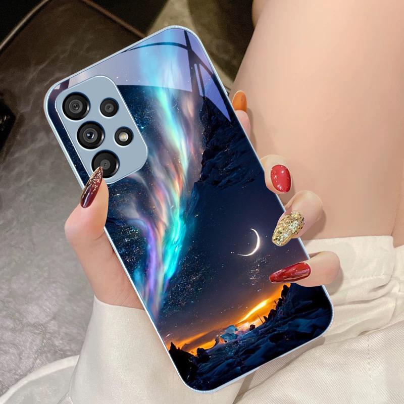 Brilliant Starry Sky For Samsung Galaxy S10 4G S20 11E 30 S21 21Fe 22 S24 Pro S23 Ultra 5G S8 S9 Tempered Glass Phone Case