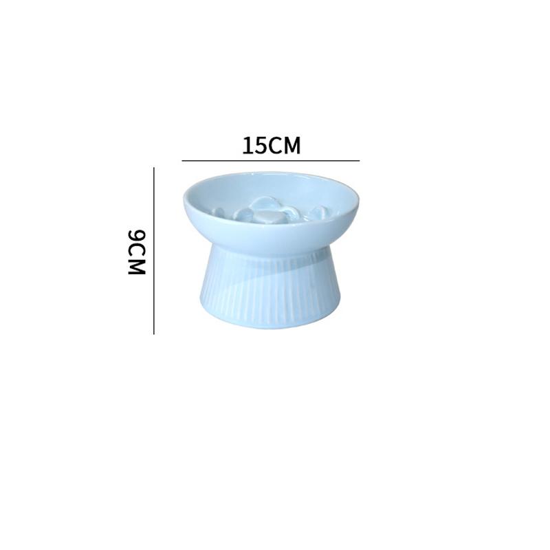 Ceramic Tall Footed Slow Eating To Prevent Choking Pet Bowls, Anti Overturning Oblique Mouth, Neck Protection, Dog Cat Bowl, 1Pc