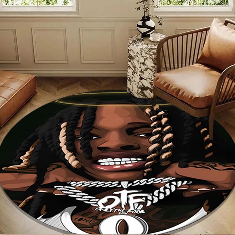 King Of The Rapper Round Rug for Livingroom,Bedroom, Palyroom, Chair Rug, Area Rug, Circle Carpet, Large Size Fan Christmas Gift